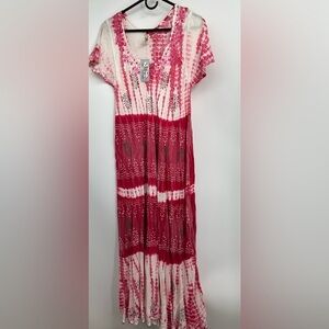 India Boutique Maxi Dress OSFA free size NEW Pink gorgeous Boho Flare
